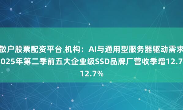 散户股票配资平台 机构：AI与通用型服务器驱动需求 2025年第二季前五大企业级SSD品牌厂营收季增12.7%