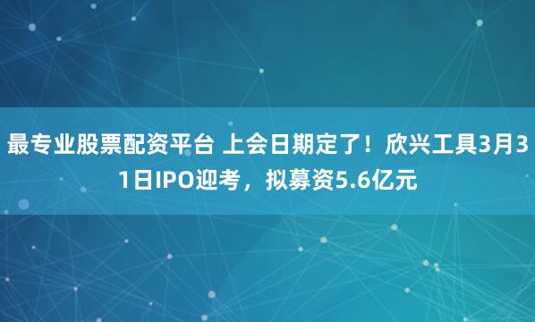 最专业股票配资平台 上会日期定了！欣兴工具3月31日IPO迎考，拟募资5.6亿元